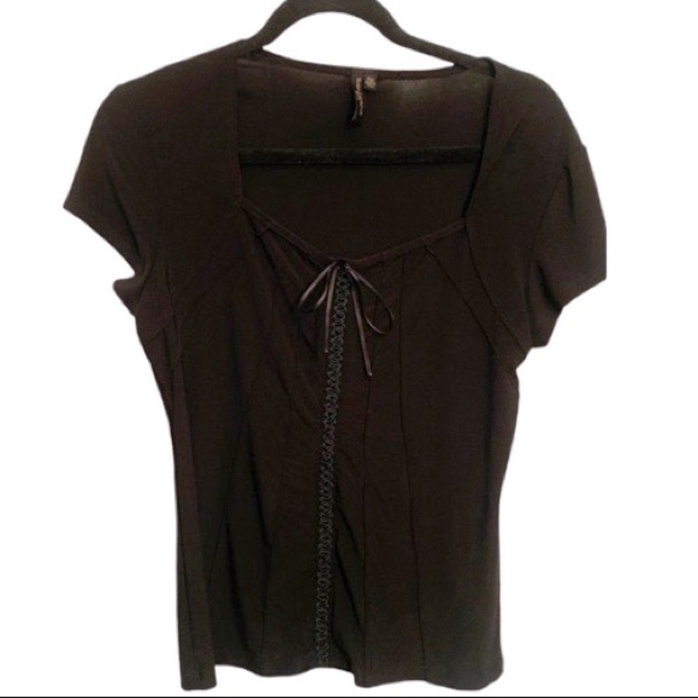 SOLD-SUSAN LAWRENCE - Black corset-like blouse